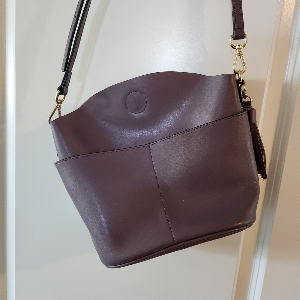 Purple Leather Shoulder Bag